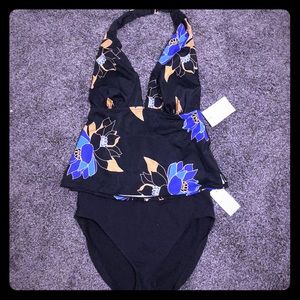Náutica and Jantzen Halter Tankini, Black Floral